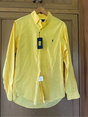 NWT Ralph Lauren Yellow Button-Down Oxford Shirt with Polo Logo / medium